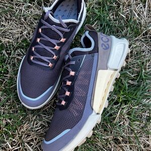 Ecco Women's Sneakers in Black, Light Blue & Peach Accent